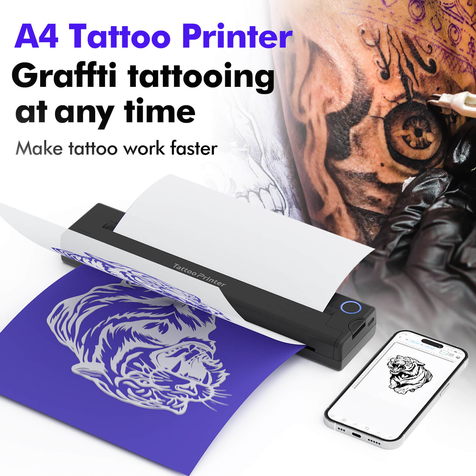 Impresora sin tinta Bluetooth Tattoo Mate