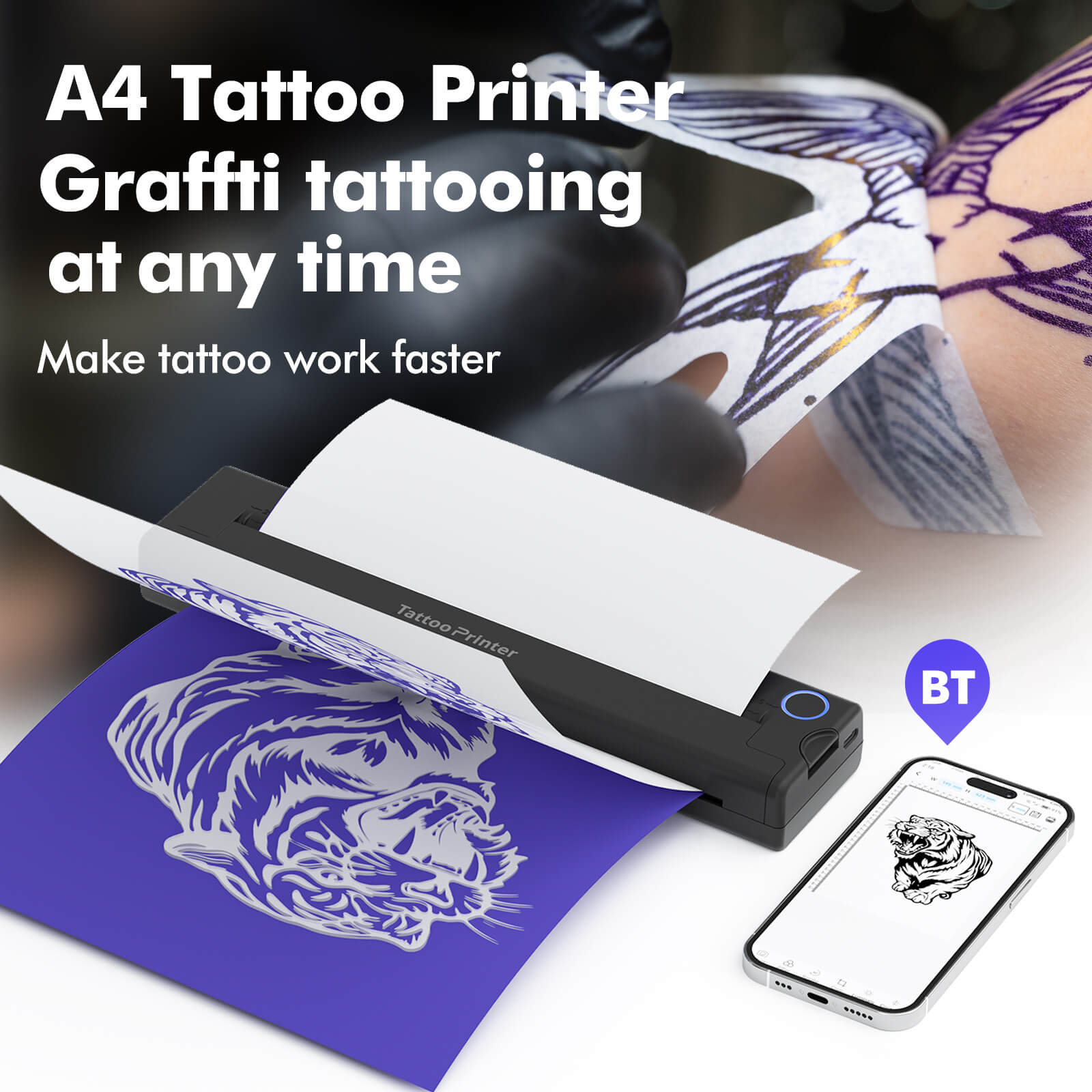 Impresora sin tinta Bluetooth Tattoo Mate