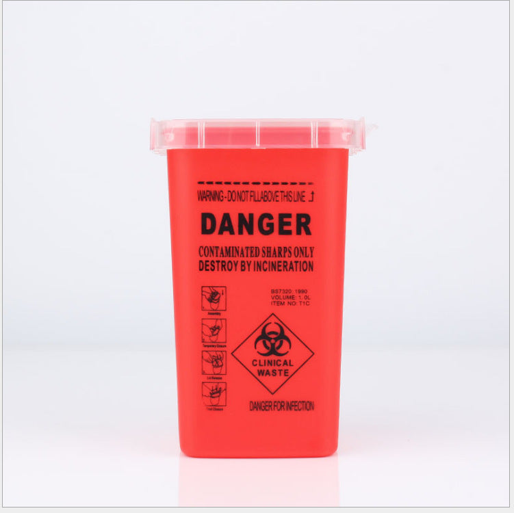 Sharps Container with Split Lid Design and Locking Mechanism for Sharp Waste Disposal, 1 Quart