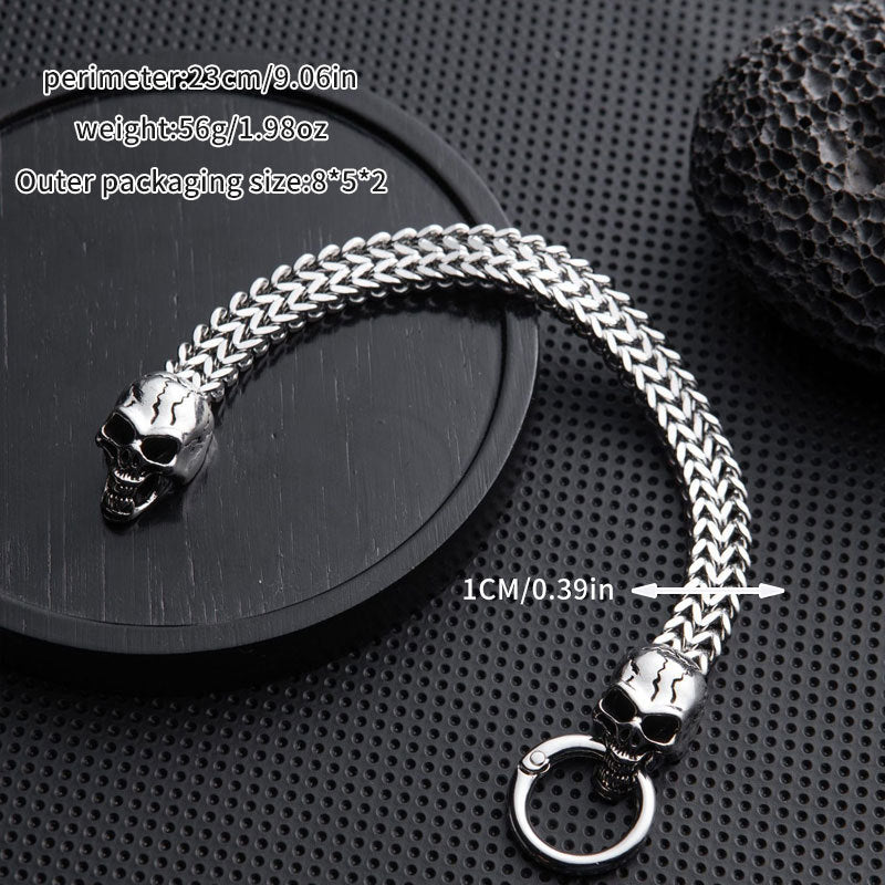SKULL Bracelet, Skull Bracelet, Steel, Double Skull, Skull Bracelet
