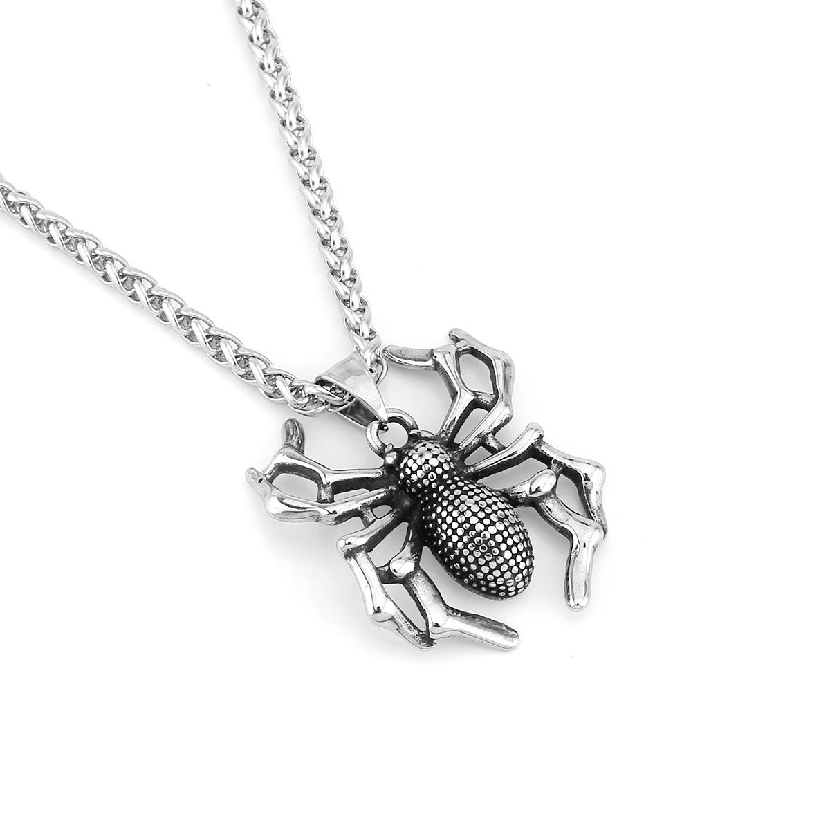 Gothic Spider Necklace โ Stainless Steel Arachnid Pendant โ Dark Gothic Jewelry Gift for Men & Women