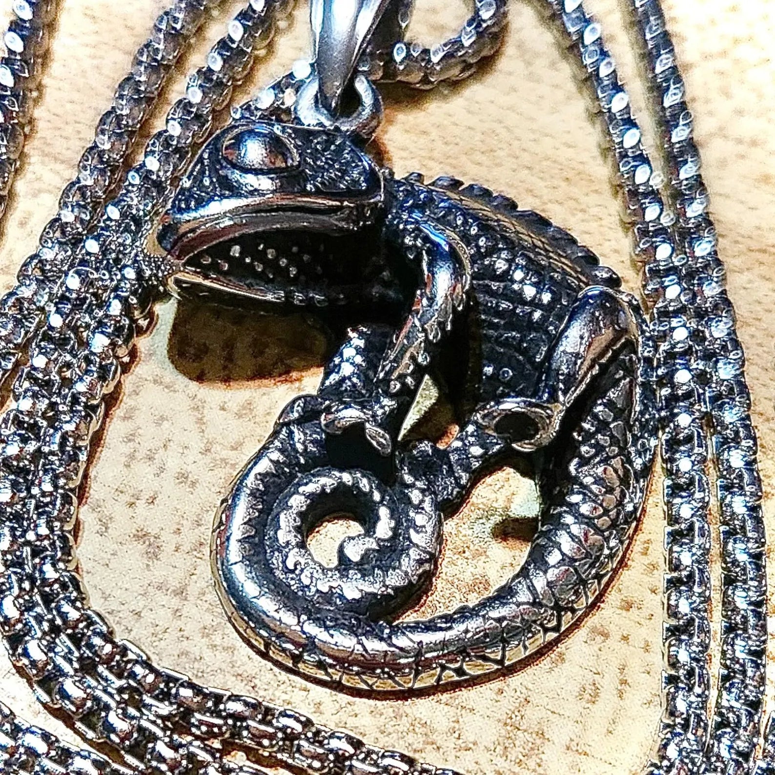 Chameleon Necklace, Lizard Pendant, Reptile Lover Gifts, Stainless Steel Necklace, Birthday Gift, Cool Necklace Pendant, Wildlife Jewelry
