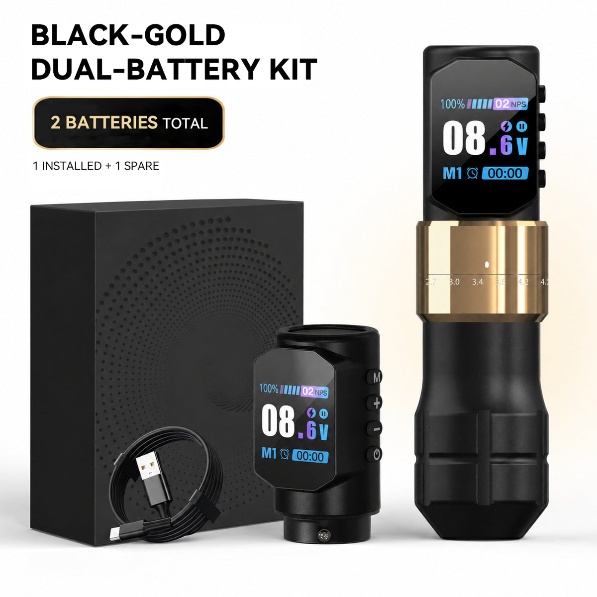 Black-Samurai Wireless Tattoo Pen Machine with Two Batteries