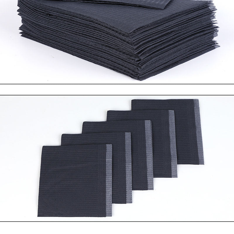 125PCS Disposable Nail Art Table Towels Mat 12.8" X 17.7" Waterproof 3 Ply Nail Art Mat Paper Sheet Clean Pads Tattooing Table Mat Nail Table Cover Tattoo Supplies (Black)