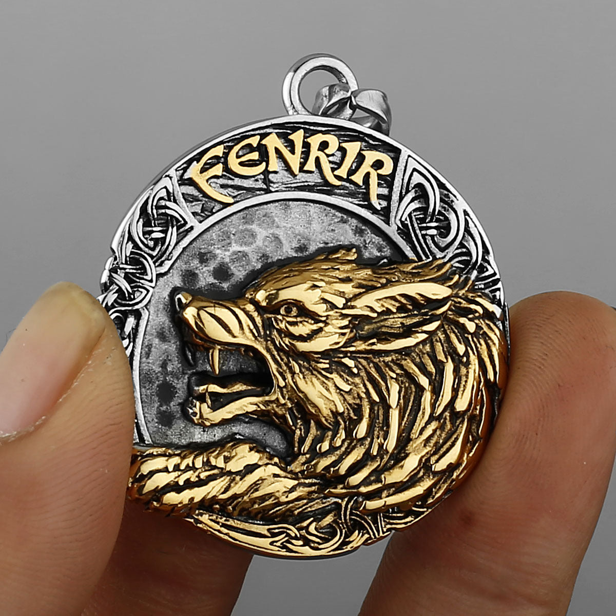 Viking Fenrir Wolf Pendant Necklace – Nordic Rune Engraved, Stainless Steel, Durable & Hypoallergenic