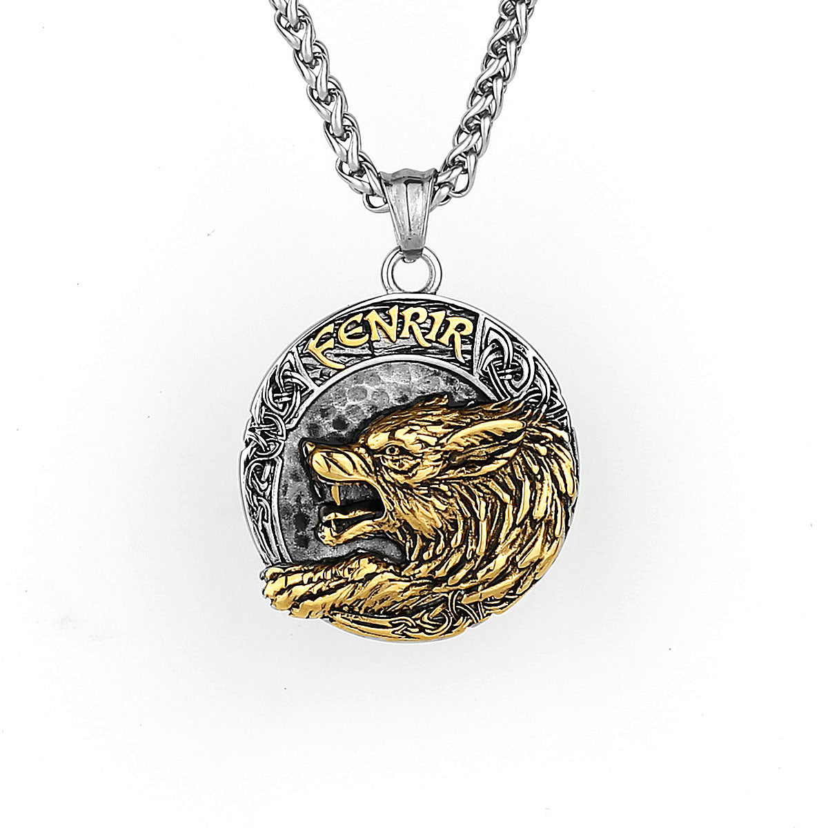 Viking Fenrir Wolf Pendant Necklace – Nordic Rune Engraved, Stainless Steel, Durable & Hypoallergenic