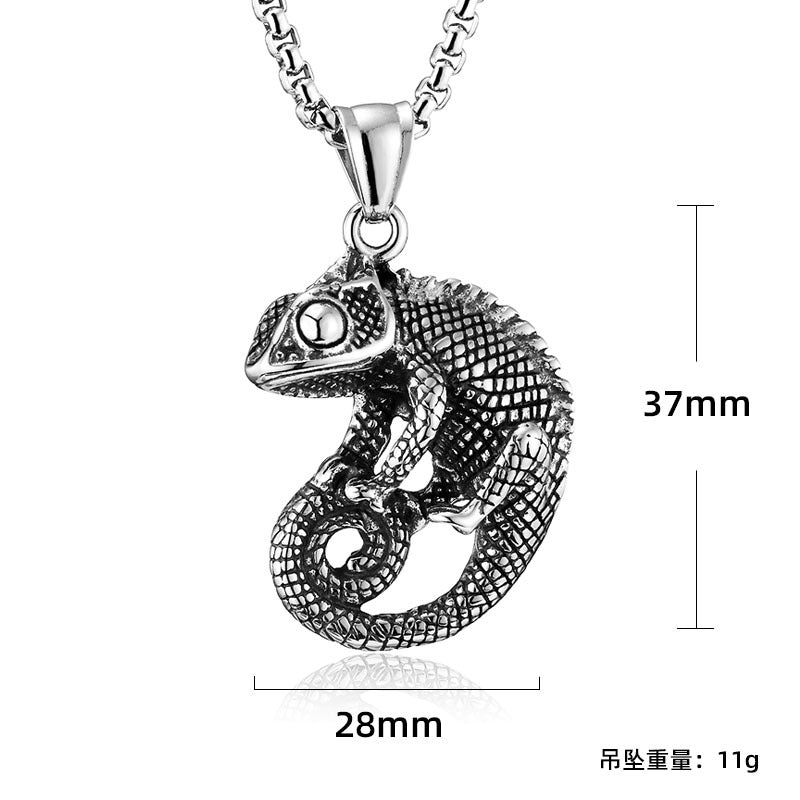 Chameleon Necklace, Lizard Pendant, Reptile Lover Gifts, Stainless Steel Necklace, Birthday Gift, Cool Necklace Pendant, Wildlife Jewelry