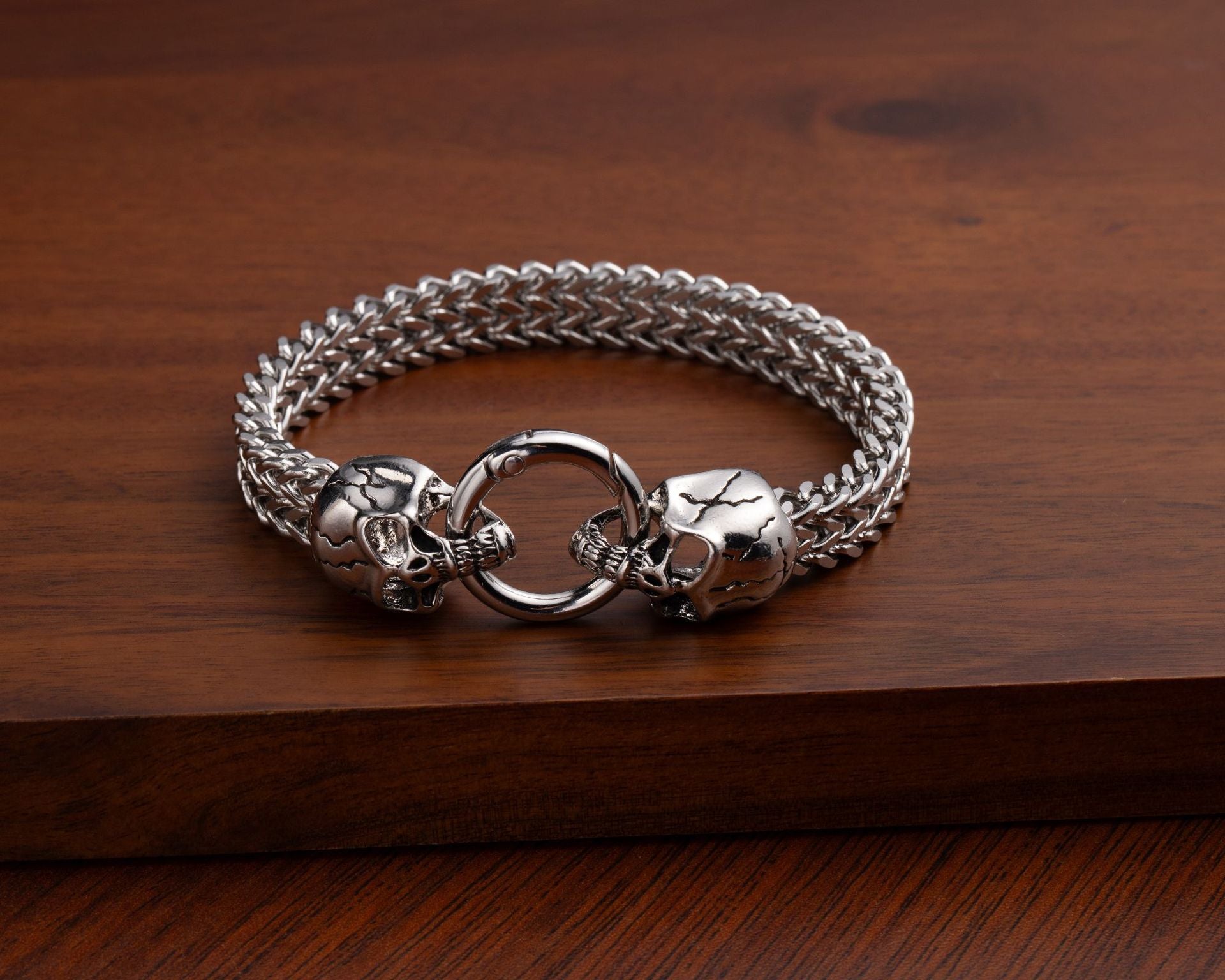 SKULL Bracelet, Skull Bracelet, Steel, Double Skull, Skull Bracelet
