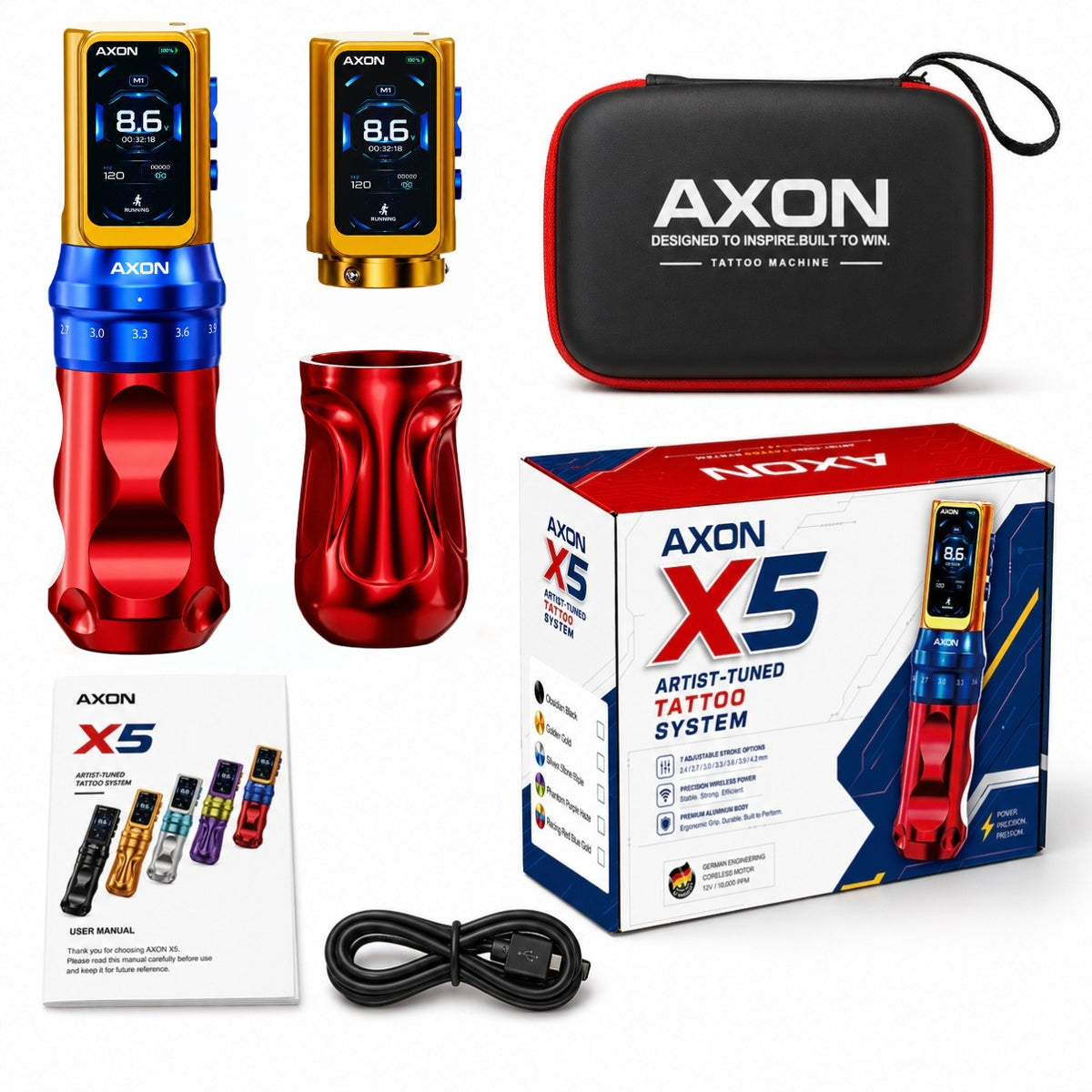 AXON X5 Wireless Tattoo Pen Machine with Two Batteries