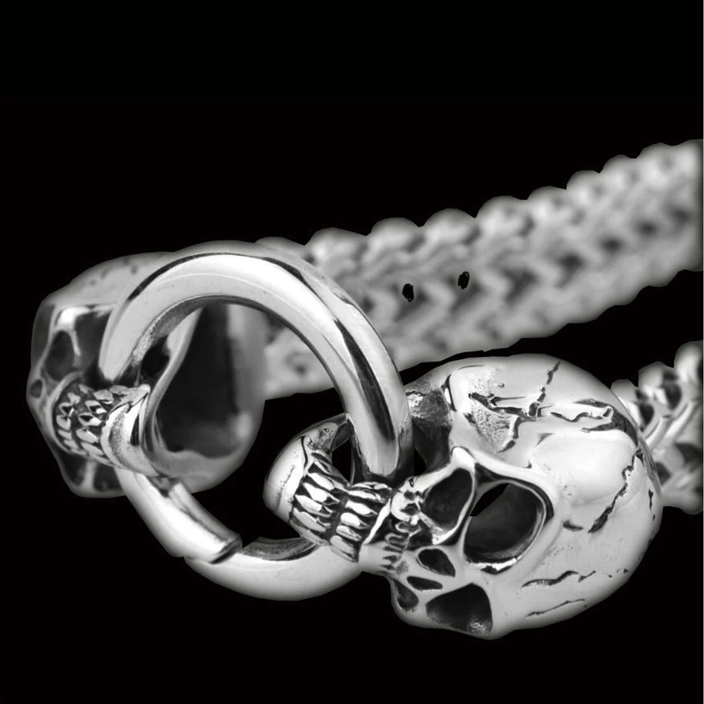 SKULL Bracelet, Skull Bracelet, Steel, Double Skull, Skull Bracelet